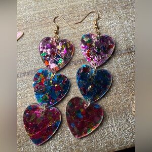 Colorful Heart Dangle Earrings